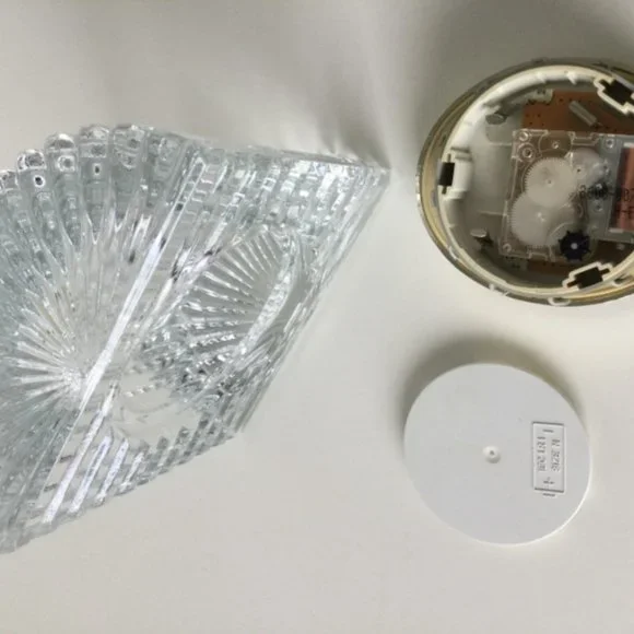 Mikasa Art Deco Vintage Table Shelf Desk Clock B Germany Crystal Semicylinder - Picture 9 of 11